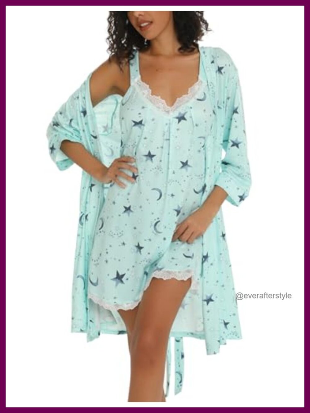 Women's 2-Piece Robe Set V-Neck Camisole Nightgown Sleepwear Lounge